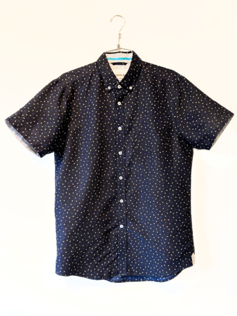International Report Short-Sleeved Anchor Print Button Down Shirt Navy Size M